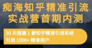 痴海知乎精准引流实战营1-2期,30天搭建1套知乎精准引流系统,引流1000+精准用户-副业吧