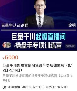 徐明·巨量千川起爆直播间操盘手,巨量千川投放策略,实现快速起号和直播间高投产-副业吧