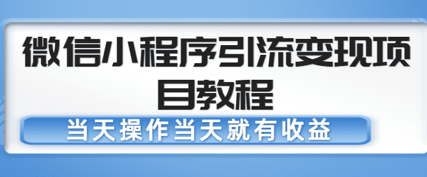 微信小程序引流变现项目教程，当天操作当天就有收益，变现不再是难事-副业吧