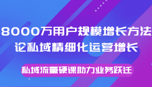 8000万用户规模增长方法论私域精细化运营增长，私域流量硬课助力业务跃迁-副业吧