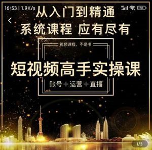 短视频高手实操课:账号+运营+直播,从入门到精通,系统课程,应有尽有-副业吧