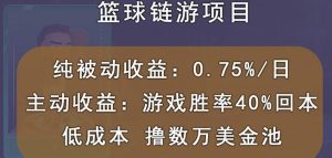 国外区块链篮球游戏项目，前期加入秒回本，被动收益日0.75%，撸数万美金-副业吧