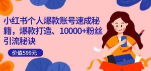 小红书个人爆款账号速成秘籍，爆款打造、10000+粉丝引流秘诀-副业吧