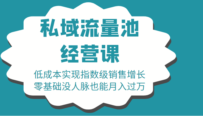 16堂私域流量池经营课：低成本实现指数级销售增长，零基础没人脉也能月入过万-副业吧