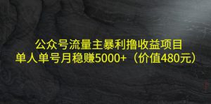 公众号流量主暴利撸收益项目，单人单号月稳赚5000+（价值480元）-副业吧