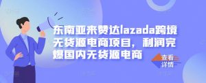 东南亚来赞达lazada跨境无货源电商项目，利润完爆国内无货源电商-副业吧