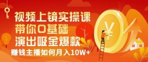 视频上镜实操课：带你0基础演出吸金爆款，赚钱主播如何月入10W+-副业吧