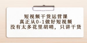 短视频干货运营课，真正从0-1做好短视频，没有太多花里胡哨，只讲干货-副业吧