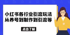 （5852期）小红书各行业引流玩法，从养号到制作到引流等，一条龙分享给你-副业吧