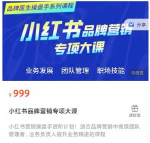小红书品牌营销专项大课,操盘手进阶,一套能让你提升业务精进的课程-副业吧