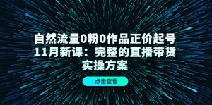自然流量0粉0作品正价起号11月新课：完整的直播带货实操方案-副业吧
