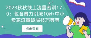 2023秋秋线上流量密训17.0：包含暴力引流10W+中小卖家流量破局技巧等等-副业吧