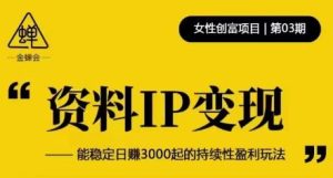 资料IP变现，能稳定日赚3000起的持续性盈利玩法-副业吧