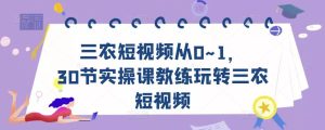 三农短视频从0~1，​30节实操课教练玩转三农短视频-副业吧