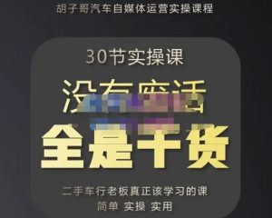 胡子哥·汽车自媒体运营实操课,汽车新媒体二手车短视频运营教程-价值8888元-副业吧