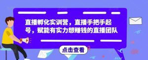 直播孵化实训营，直播手把手起号，赋能有实力想赚钱的直播团队-副业吧