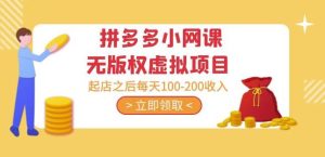 黄岛主·拼多多小网课无版权虚拟项目分享课：起店之后每天100-200收入-副业吧