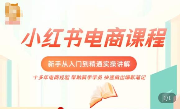 小红书电商新手入门到精通实操课，从入门到精通做爆款笔记，开店运营-副业吧