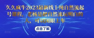 久久疯牛2023最新线上纯自然流起号课程，老杨是把自然流玩明白的人，可以闭眼上车-副业吧