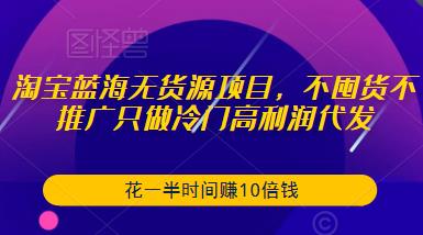 淘宝蓝海无货源项目，不囤货不推广只做冷门高利润代发，花一半时间赚10倍钱-副业吧