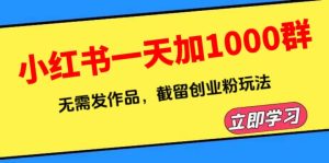 （6306期）小红书一天加1000群，无需发作品，截留创业粉玩法    （附软件）-副业吧