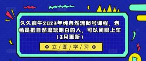 久久疯牛2023年纯自然流起号课程，老杨是把自然流玩明白的人，可以闭眼上车（3月更新）-副业吧