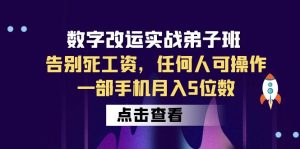 (6350期)数字 改运实战弟子班:告别死工资,任何人可操作,一部手机月入5位数-副业吧