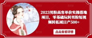 2023男粉高客单价实操落地项目，零基础玩转男粉短视频转私域日产500+-副业吧