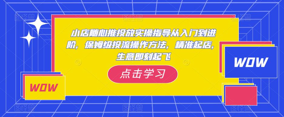 小店随心推投放实操指导从入门到进阶，保姆级投流操作方法，精准起店，生意即刻起飞-副业吧