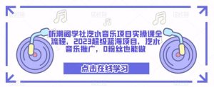 听潮阁学社汽水音乐项目实操课全流程，2023超级蓝海项目，汽水音乐推广，0粉丝也能做-副业吧
