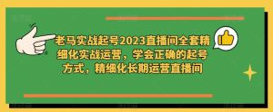 老马实战起号2023直播间全套精细化实战运营，学会正确的起号方式，精细化长期运营直播间-副业吧