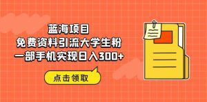 (6546期)蓝海项目,免费资料引流大学生粉一部手机实现日入300+-副业吧