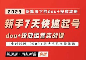 网红叫兽-新手7天快速起号:dou+起号运营实战课程,2023新算法下的抖加投放策略-副业吧
