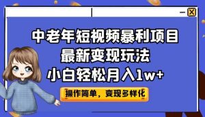 （6786期）中老年短视频暴利项目最新变现玩法，小白轻松月入1w+-副业吧