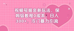 （6802期）视频号掘金新玩法，保姆级教程0成本，日入300+，冷门暴力引流-副业吧