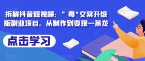 拆解抖音短视频：“毒”文案升级版副业项目，从制作到变现一条龙-副业吧