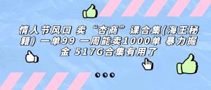 (6917期)情人节风口 卖“杏商”课合集(海王秘籍) 一单99 一周能卖1000单 暴…-副业吧