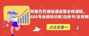 阿里巴巴诚信通运营必修课程，​1688专业级知识库/白皮书/全攻略-副业吧