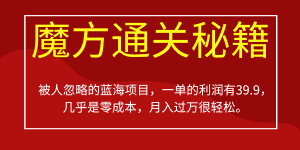 (6936期)被人忽略的蓝海项目,魔方通关秘籍一单利润有39.9,几乎是零成本,月….-副业吧
