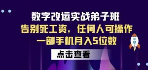 数字改运实战弟子班:告别死工资,任何人可操作,一部手机月入5位数-副业吧