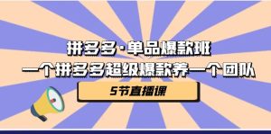 （7019期）拼多多·单品爆款班，一个拼多多超级爆款养一个团队（5节直播课）-副业吧