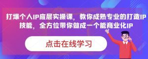 蟹老板·打爆个人IP底层实操课，教你成熟专业的打造IP技能，全方位带你做成一个能商业化IP-副业吧