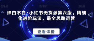 绅白不白·小红书无货源第六版，精细化进阶玩法，最全思路运营-副业吧