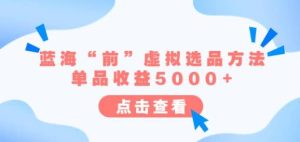 某公众号付费文章《蓝海“前”虚拟选品方法：单品收益5000+》-副业吧