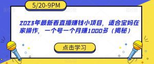 2023年最新看直播赚钱小项目，适合宝妈在家操作，一个号一个月赚1000多（揭秘）-副业吧