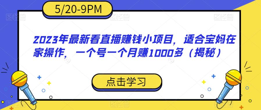 2023年最新看直播赚钱小项目，适合宝妈在家操作，一个号一个月赚1000多（揭秘）-副业吧