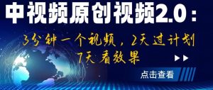 中视频原创视频2.0:3分钟一个视频,2天过计划,7天看效果【揭秘】-副业吧