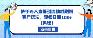 快手无人直播引流精准刷粉客户玩法，轻松日赚100+【揭秘】-副业吧