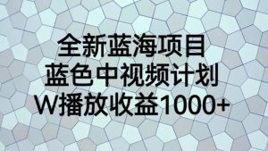 全新蓝海项目,蓝色中视频计划,1W播放量1000+【揭秘】-副业吧