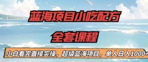 蓝海项目小吃配方全套课程，小白看完直接实操，单人日入1000+【揭秘】-副业吧